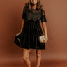 Delicate Daze Velvet Mini Dress in Black Image - 1