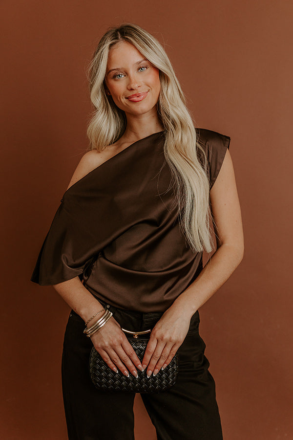 Darling Moment Asymmetrical Satin Top Image - 1