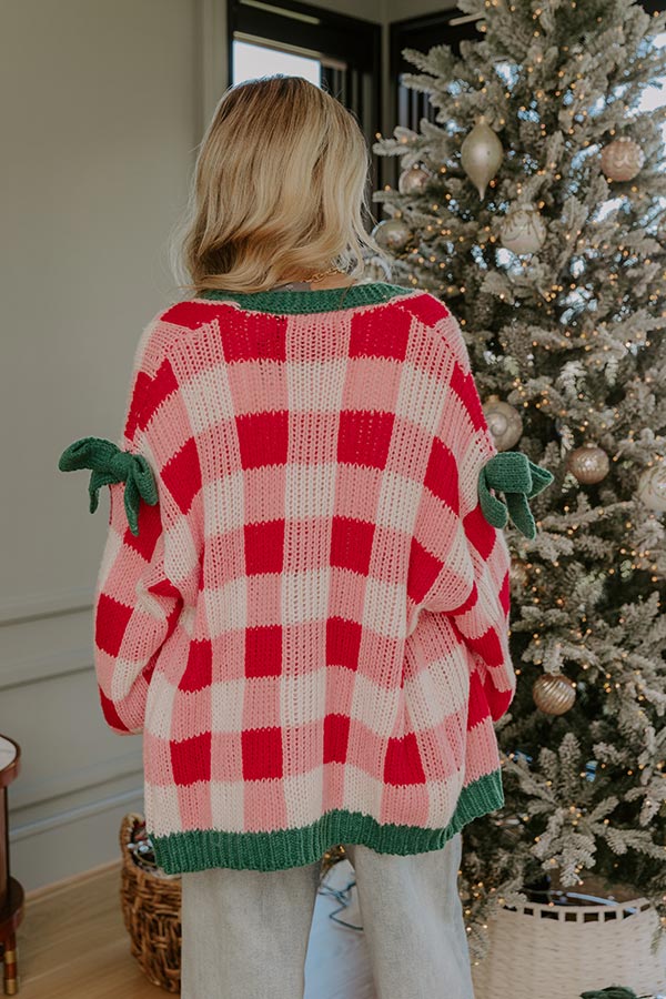 Holiday Cozy Checkered Knit Cardigan Image - 5