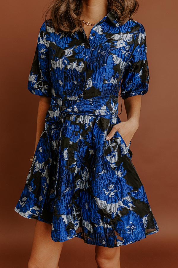 Evening Reverie Floral Jacquard Mini Dress Image - 5