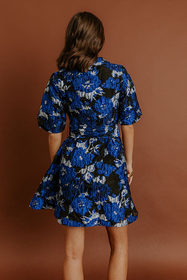 Evening Reverie Floral Jacquard Mini Dress Image - 4
