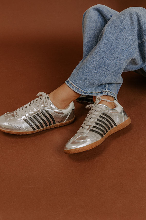 Stevie Faux Leather Metallic Sneaker in Silver Image - 1