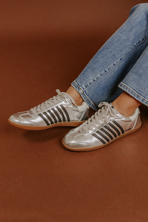 Stevie Faux Leather Metallic Sneaker in Silver Image - 2