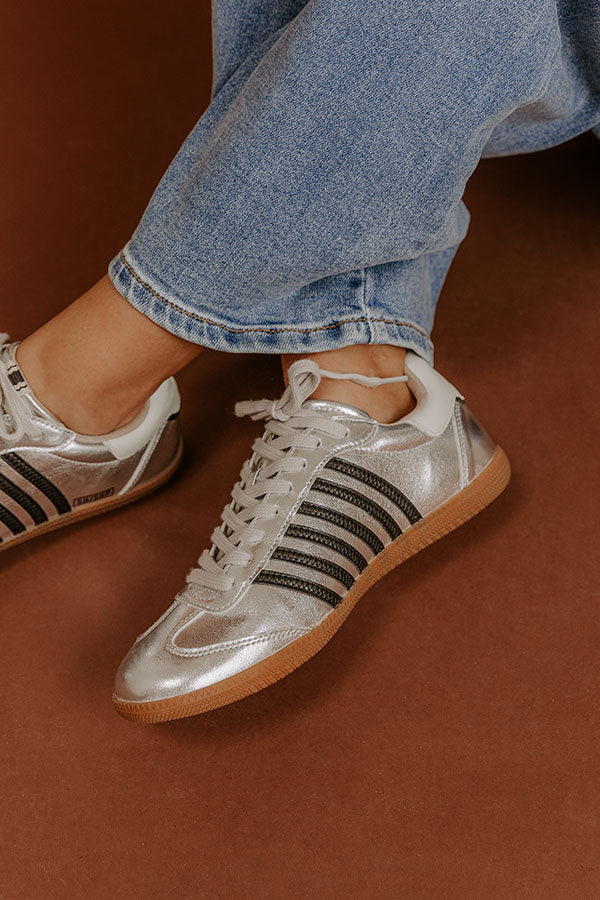 Stevie Faux Leather Metallic Sneaker in Silver Image - 3