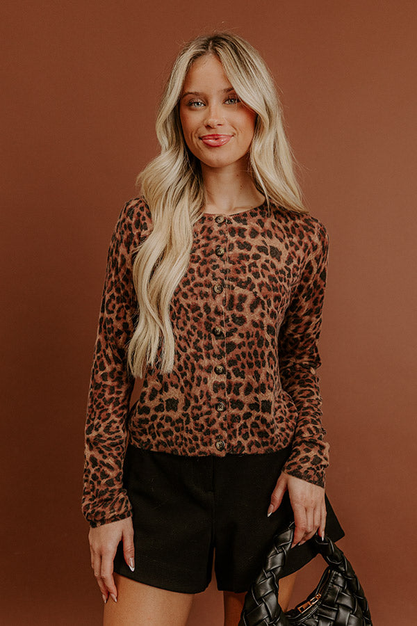 Downtown Chic Leopard Knit Cardigan Image - 3