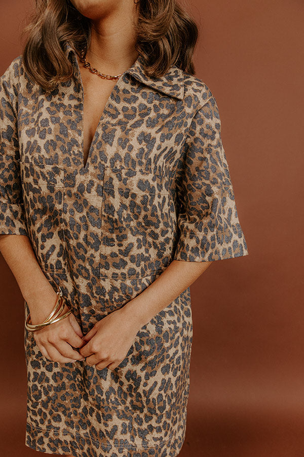 Metropolitan Mood Denim Leopard Mini Dress Image - 4