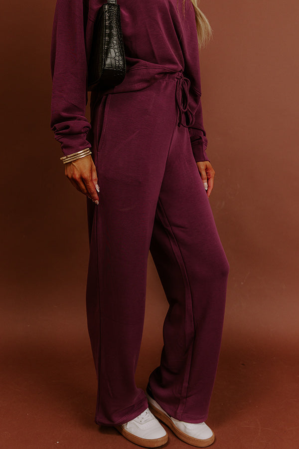 Cozy Cues High Waist Scuba Wide Leg Pants in Plum Image - 4