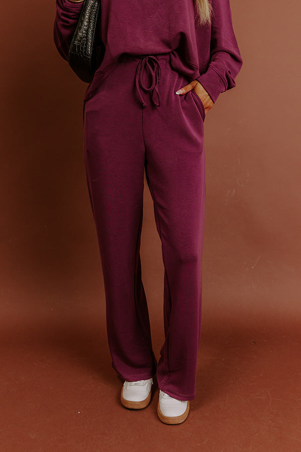 Cozy Cues High Waist Scuba Wide Leg Pants in Plum Image - 2