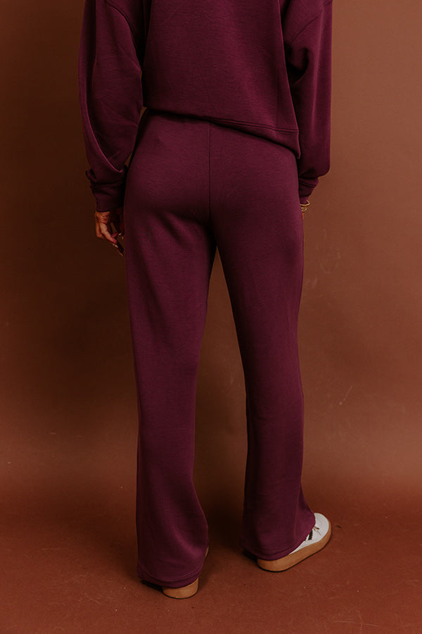 Cozy Cues High Waist Scuba Wide Leg Pants in Plum Image - 5