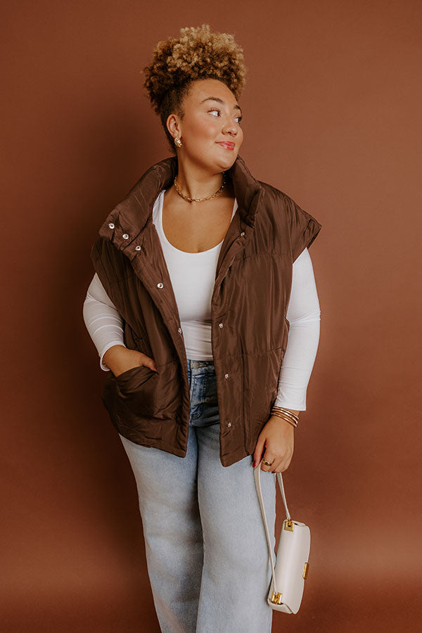 Brisk Stroll Puffer Vest in Chestnut Curves Image - 1