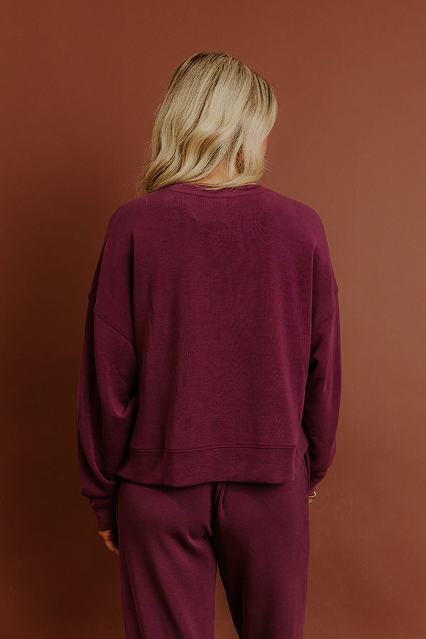 Cozy Cues Scuba Long Sleeve Tee in Plum Image - 5