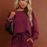 Cozy Cues Scuba Long Sleeve Tee in Plum Image - 1