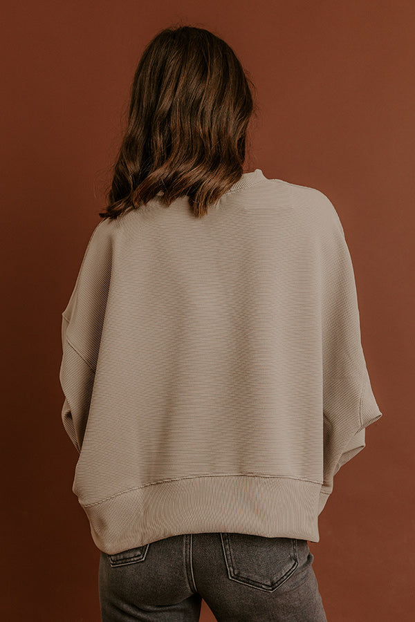 Poetic Muse Ribbed Sweatshirt in Warm Taupe Image - 5