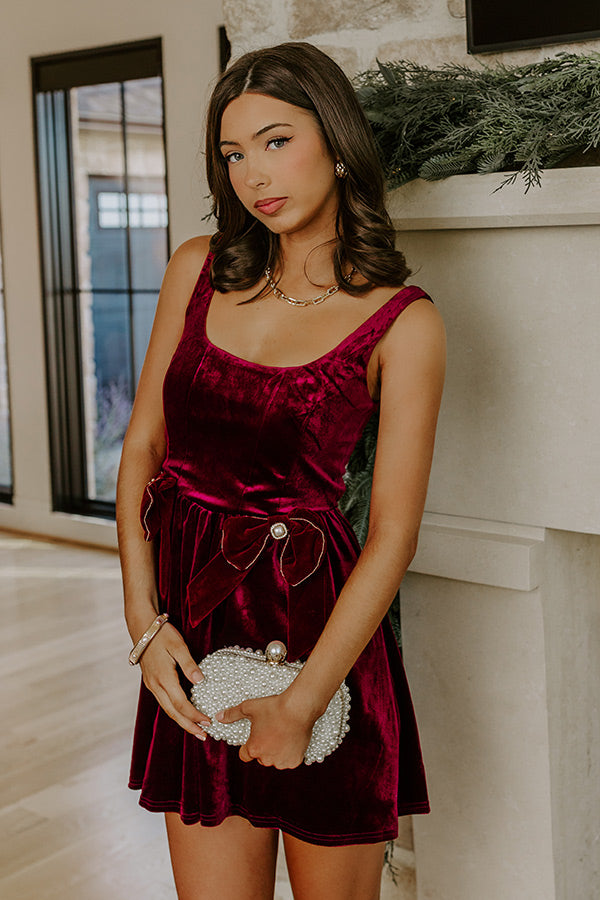 Twilight Toast Velvet Mini Dress in Merlot Image - 4