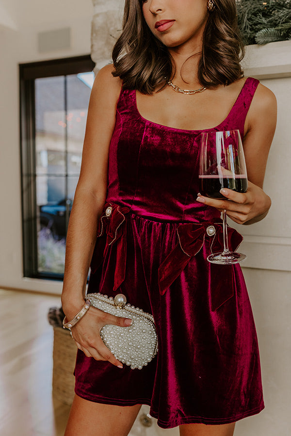 Twilight Toast Velvet Mini Dress in Merlot Image - 2