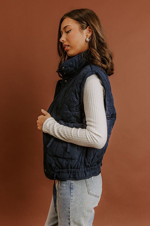 Cabin Mornings Quilted Vest in Navy Image - 5