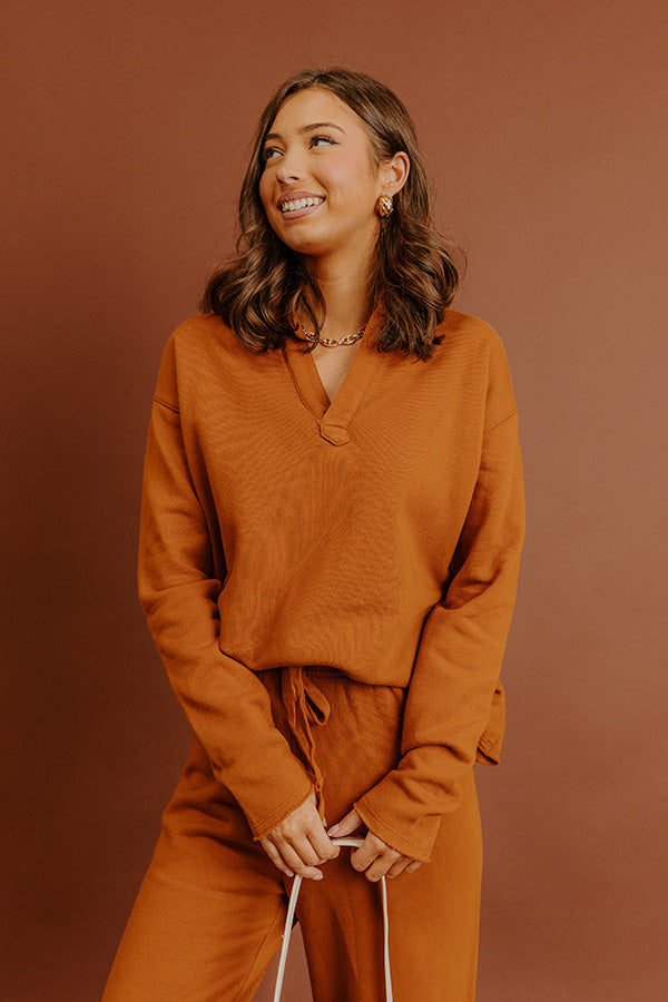 Cozy Cues Sweatshirt in Pumpkin Image - 3