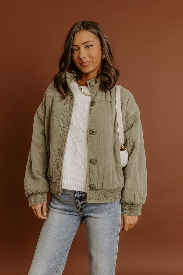 Ski Lodge Cutie Quilted Jacket in Sage Image - 2