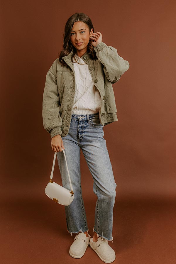 Ski Lodge Cutie Quilted Jacket in Sage Image - 4