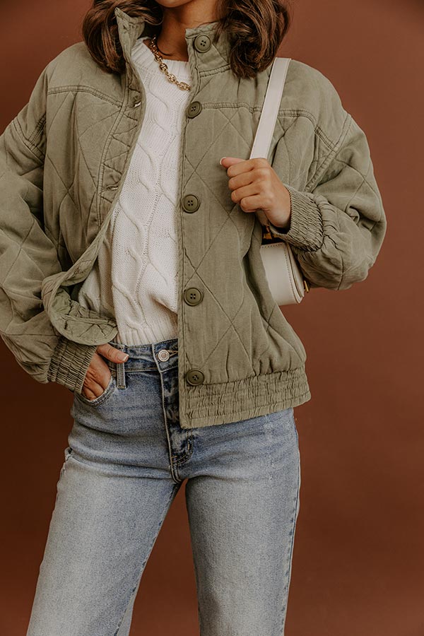 Ski Lodge Cutie Quilted Jacket in Sage Image - 1