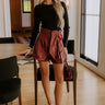 Downtown Chic High Waist Faux Leather Shorts Image - 1