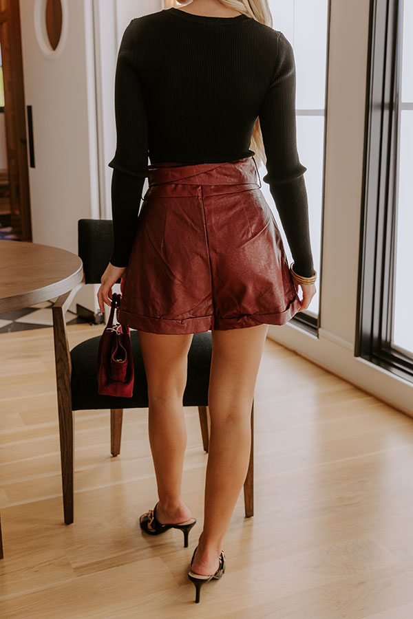 Downtown Chic High Waist Faux Leather Shorts Image - 2