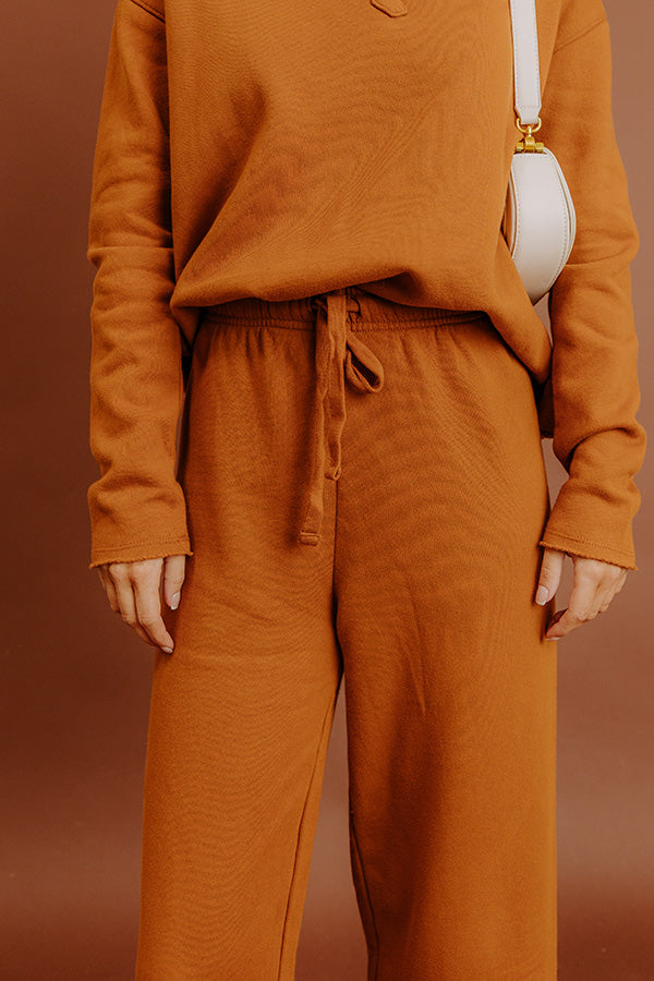 Cozy Cues High Waist Wide Leg Fleece Pants in Pumpkin Image - 2