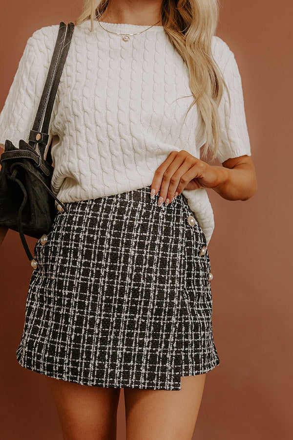 Uptown Charm High Waist Tweed Skort Image - 3