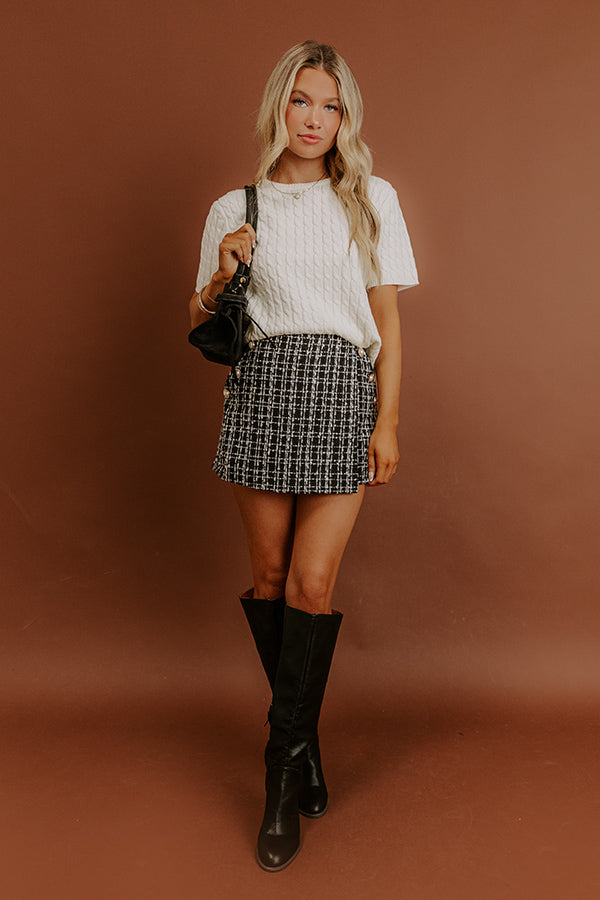 Uptown Charm High Waist Tweed Skort Image - 5