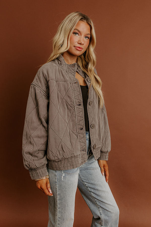 Ski Lodge Cutie Quilted Jacket in Charcoal Image - 5