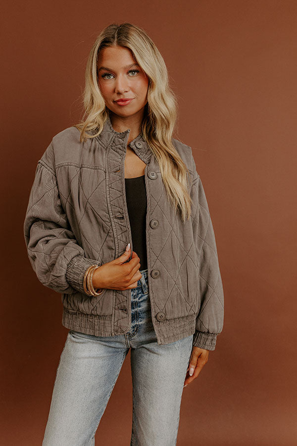 Ski Lodge Cutie Quilted Jacket in Charcoal Image - 4