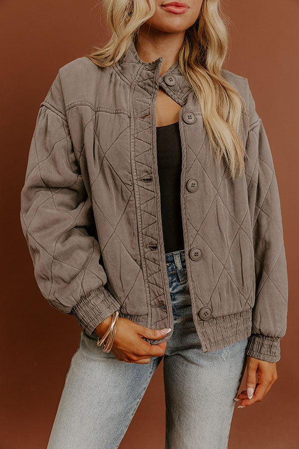 Ski Lodge Cutie Quilted Jacket in Charcoal Image - 2