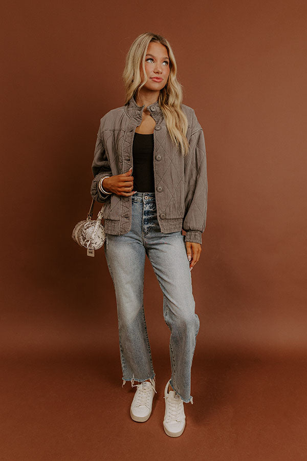 Ski Lodge Cutie Quilted Jacket in Charcoal Image - 3