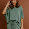 Cozy Cues Oversized Scuba Tee in Light Hunter Green Image - 1