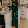 Champagne Toast Floral Velvet Maxi Dress in Emerald Image - 1