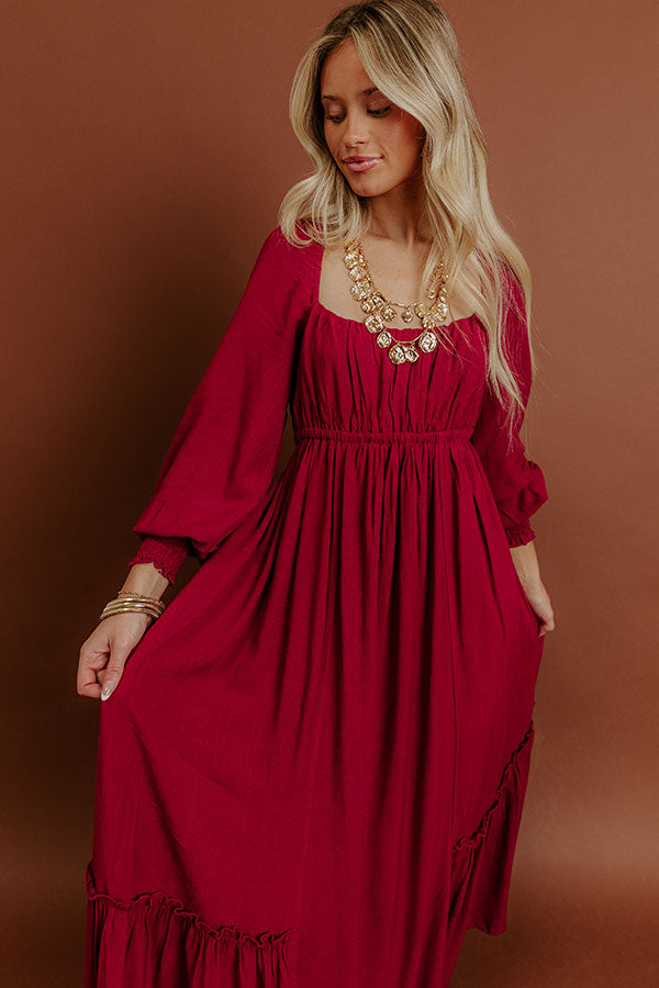 Feeling Graceful Midi Dress in Wine Image - 3