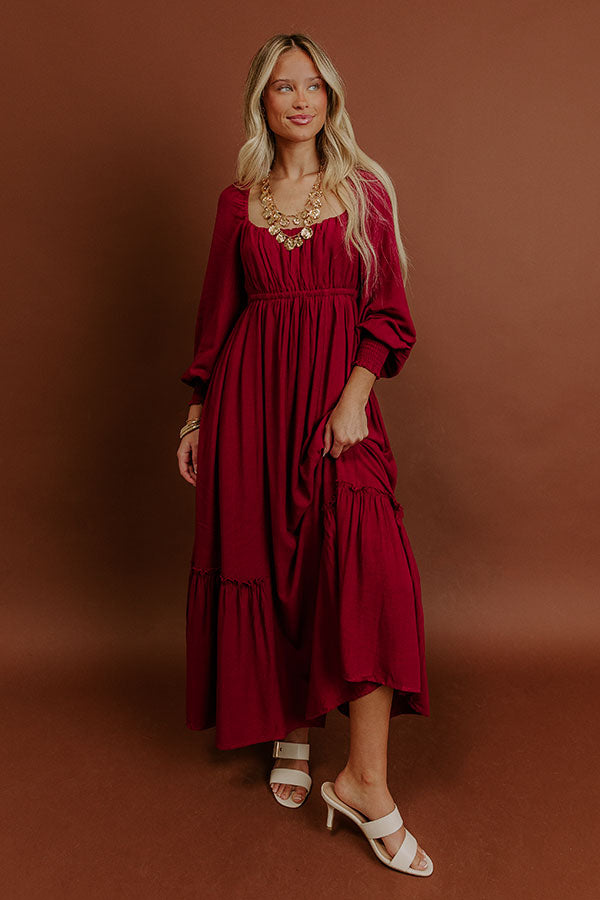 Feeling Graceful Midi Dress in Wine Image - 2