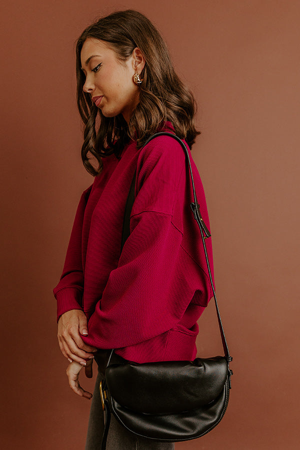 Poetic Muse Ribbed Sweatshirt in Wine Image - 5