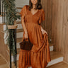 Storybook Charm Smocked Satin Midi Dress in Copper Image - 1