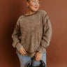 Modern Cozy Vintage Wash Ribbed Sweatshirt in Mocha Curves Image - 1