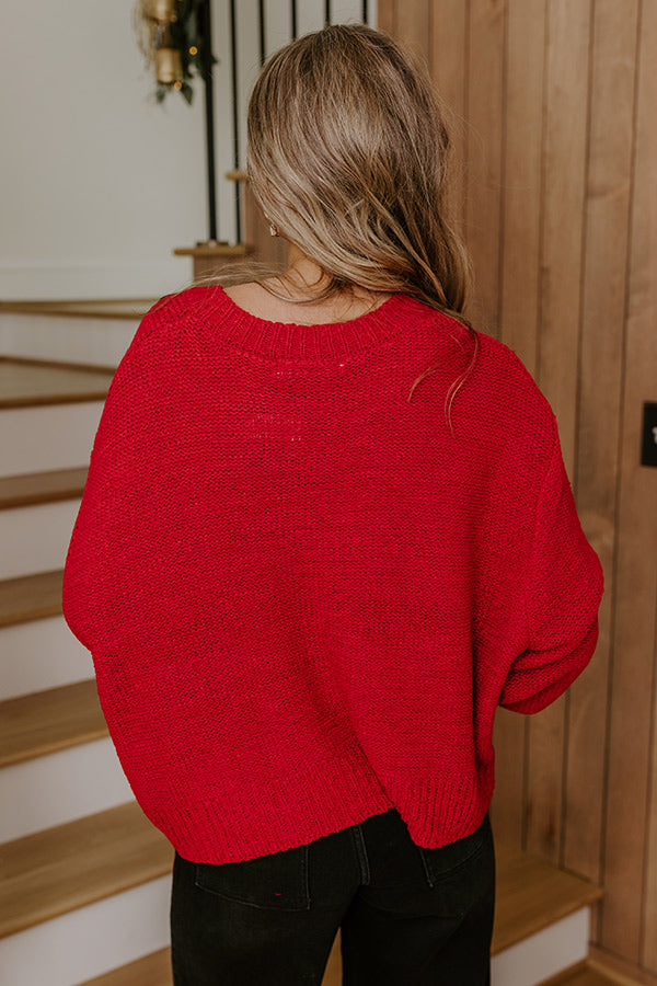 Modern Muse Oversized Knit Sweater in Red Image - 5