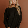 Cozy Vibes Waffle Knit Top in Black Image - 1