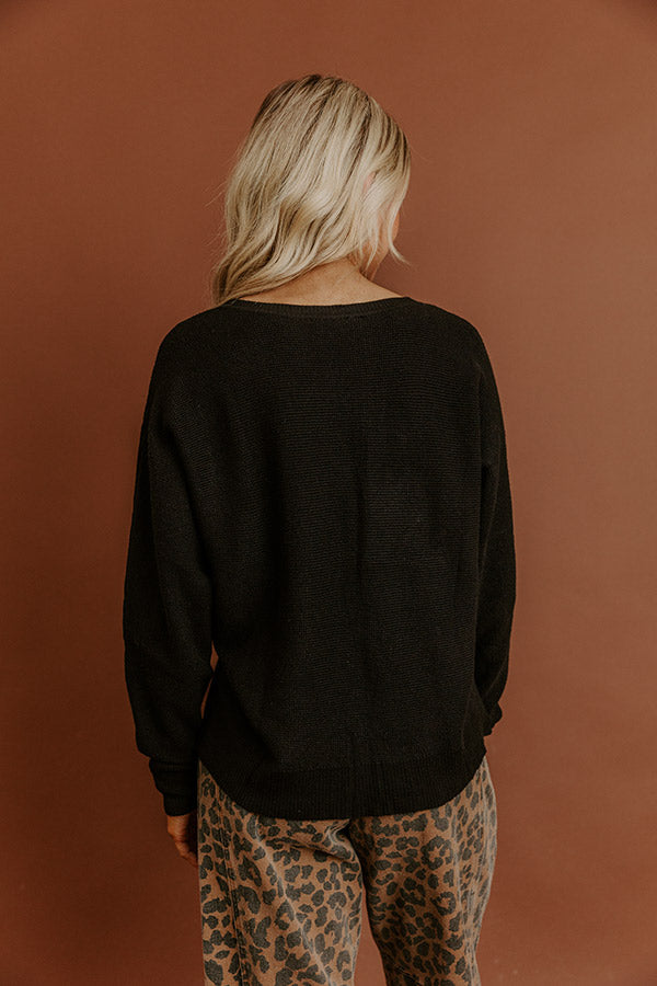 Cozy Vibes Waffle Knit Top in Black Image - 5