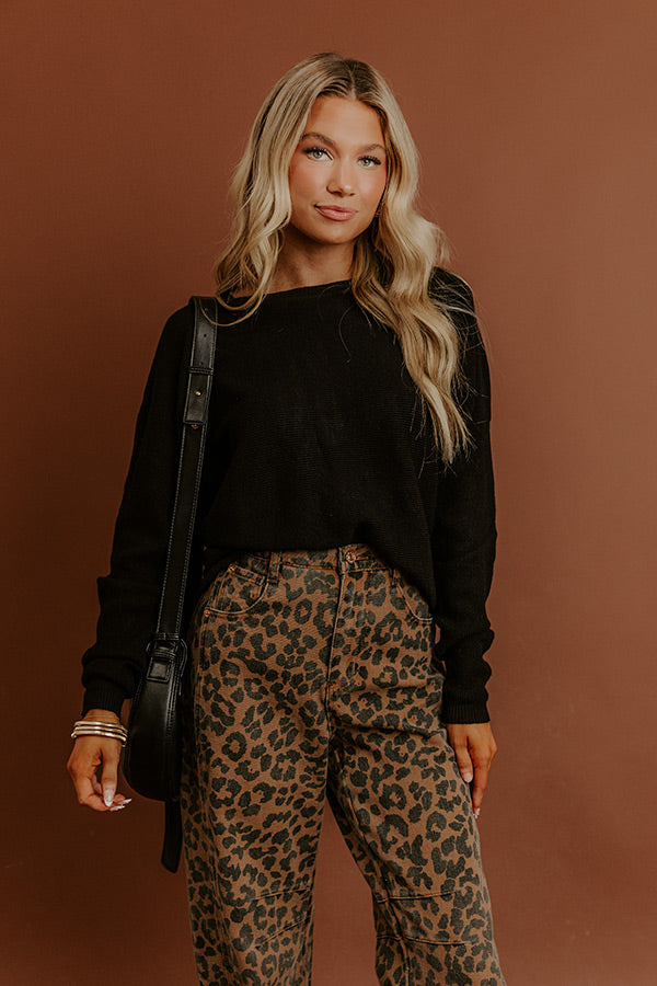 Cozy Vibes Waffle Knit Top in Black Image - 4