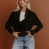 Cozy Hour Wrap Sweater Top in Black Image - 1