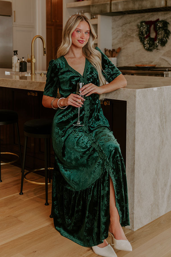 Heartfelt Elegance Floral Velvet Maxi Dress Image - 1