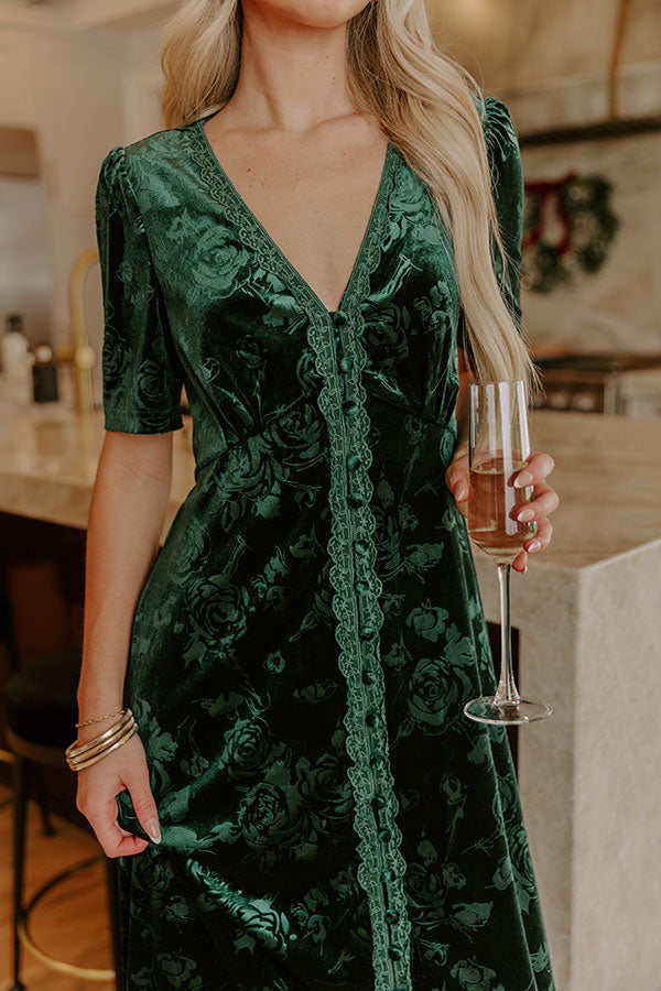 Heartfelt Elegance Floral Velvet Maxi Dress Image - 4