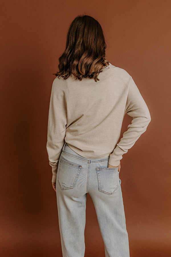 Cozy Hour Wrap Sweater Top in Oatmeal Image - 4