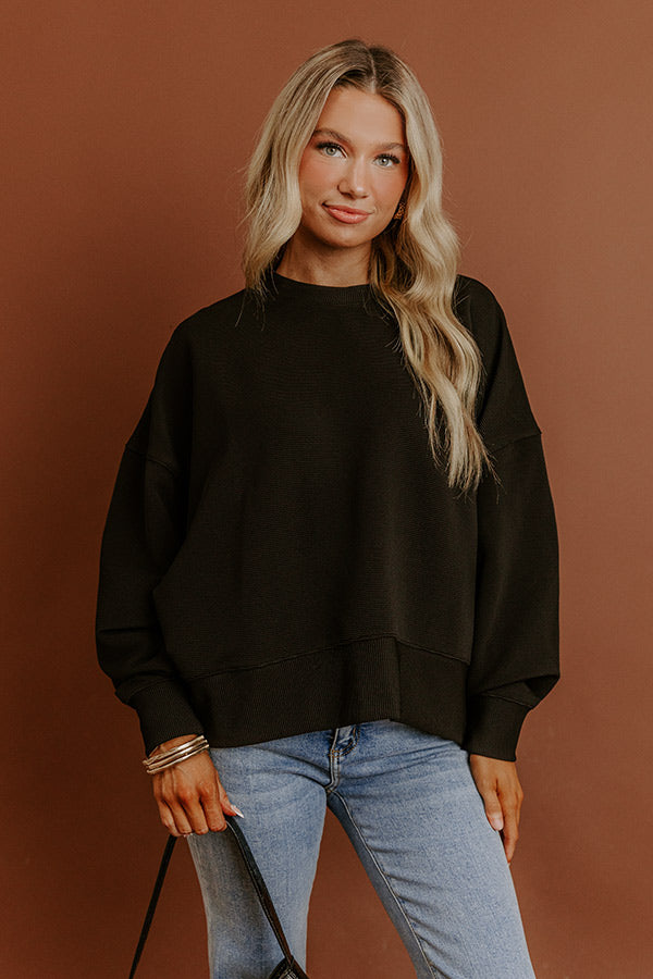 Poetic Muse Ribbed Sweatshirt in Black Image - 3