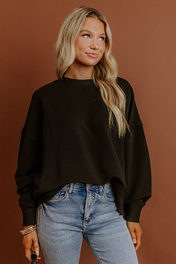 Poetic Muse Ribbed Sweatshirt in Black Image - 4